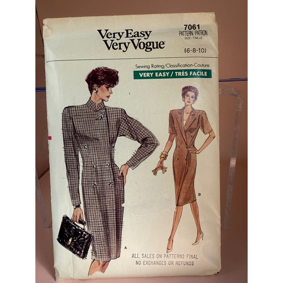Vogue Patterns Dresses & Skirts - Very Easy Vogue 7061‎ Dress Pattern Size 6 8 10 Uncut